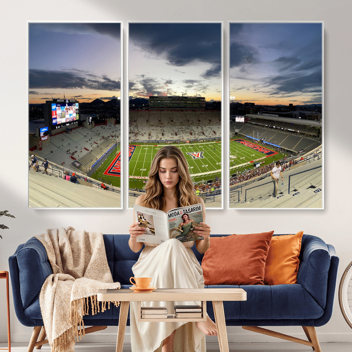 24339-MGV-CV-36X24 - Arizona Wildcats Football Team Print - Tucson Arizona Stadium Wall Art Canvas Print
