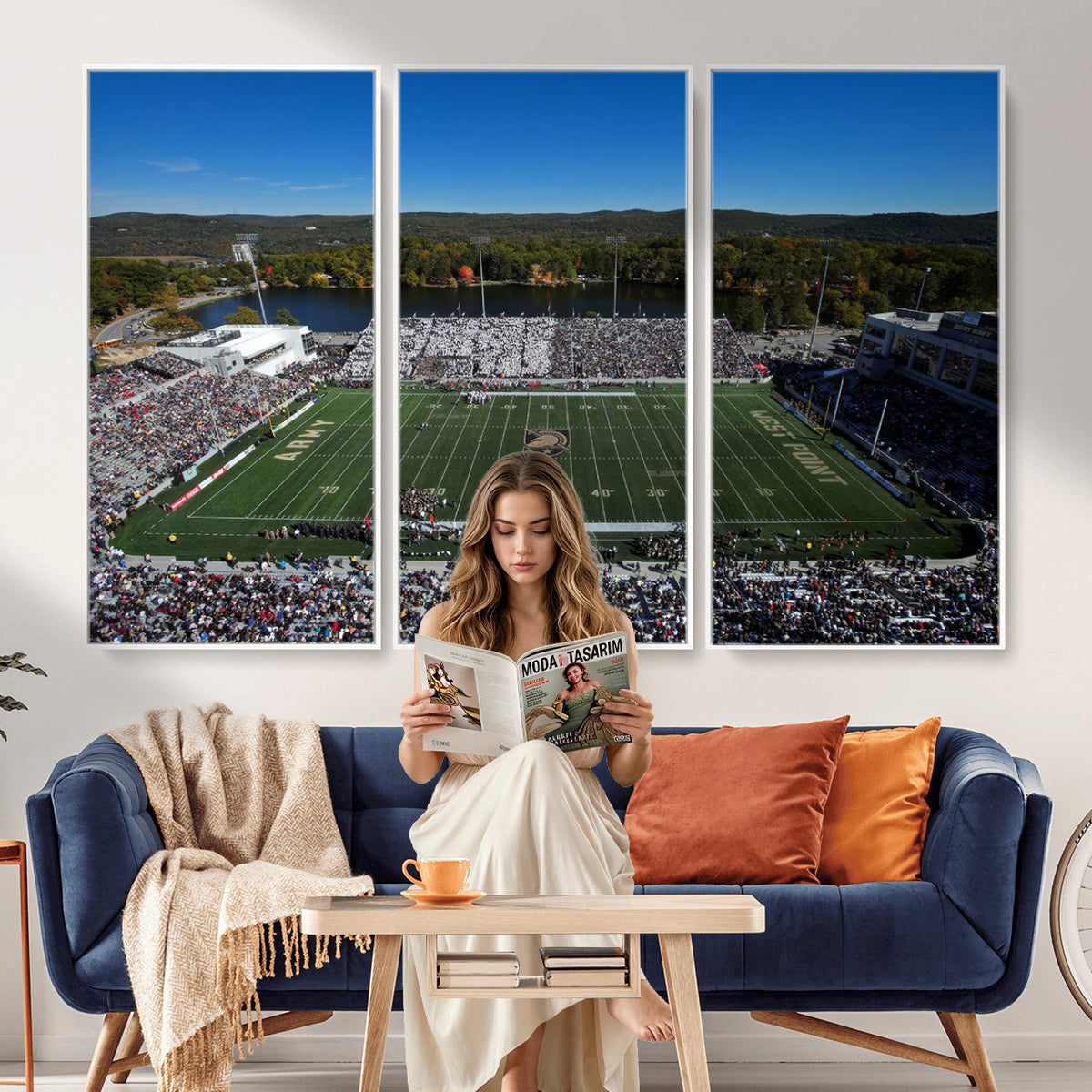 52056-MGV-CV-36X24 - Army Black Knights Football Team Print - West Point Michie Stadium Wall Art Canvas Print