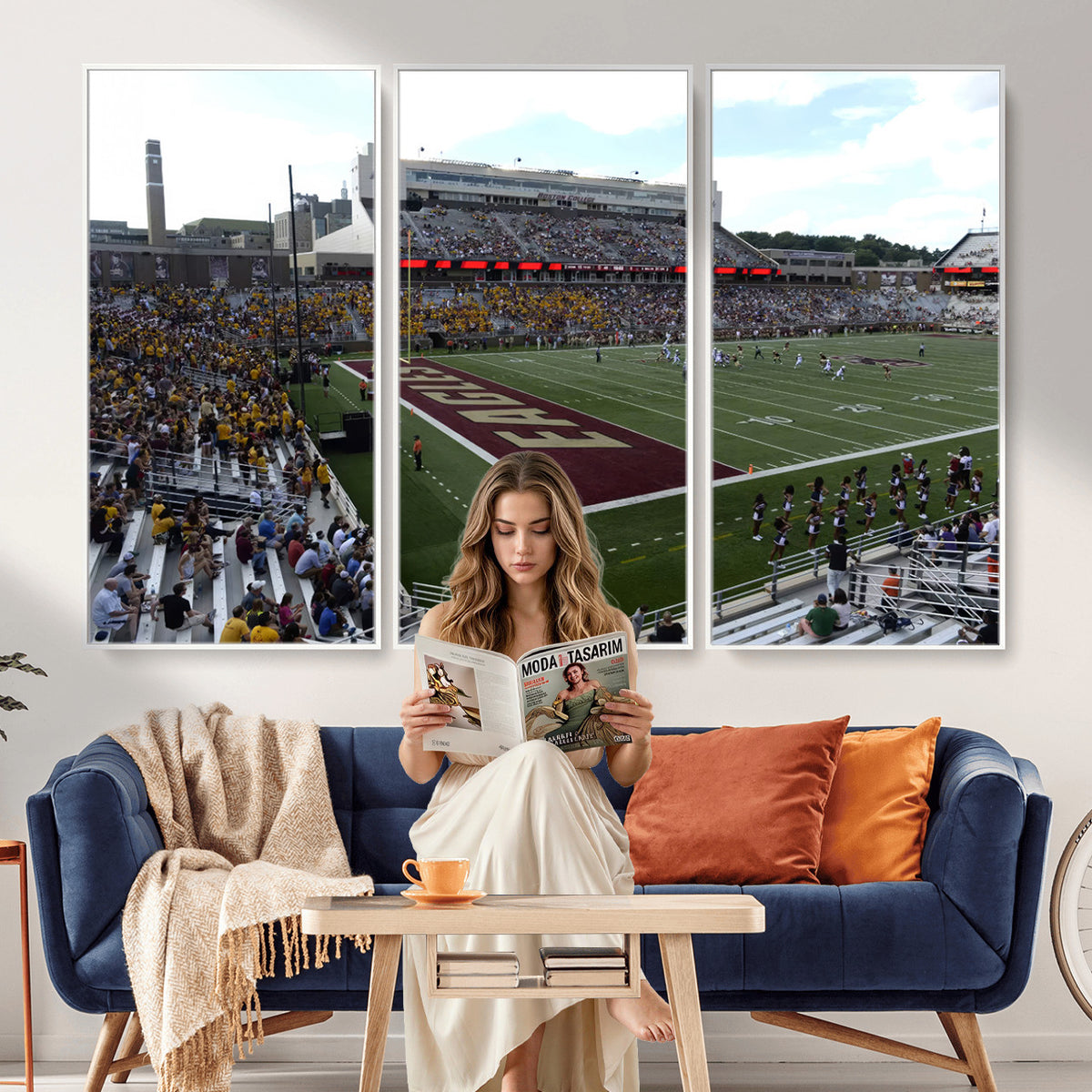 61503-MGV-CV-36X24 - Boston College Eagles Football Team Print - Boston Alumni Stadium Wall Art Canvas Print