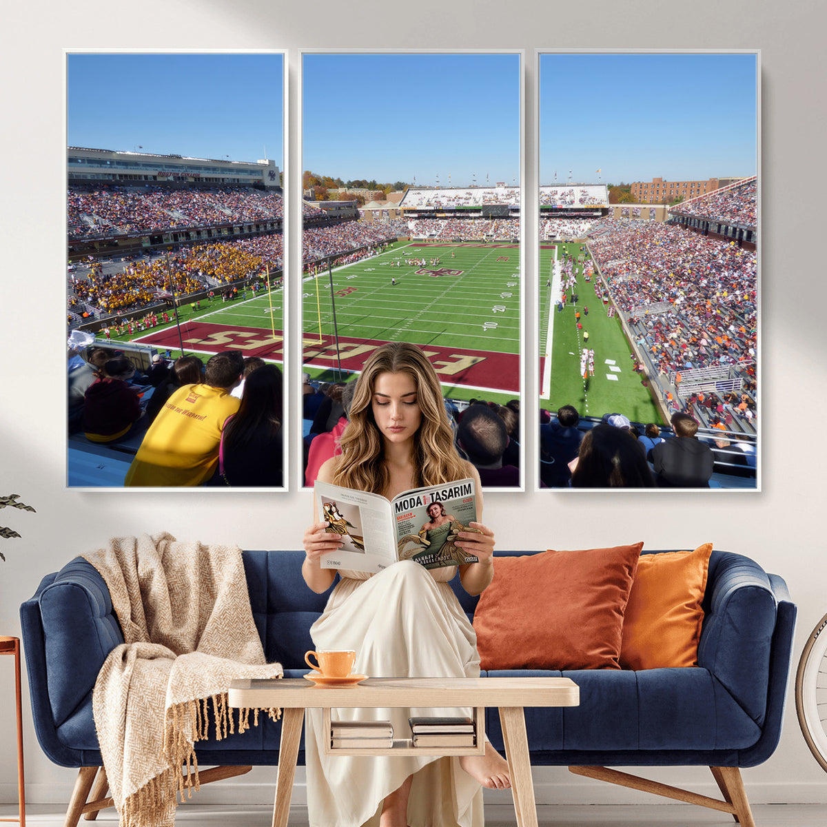 78117-MGV-CV-36X24 - Boston College Eagles Football Team Print - Boston Alumni Stadium Wall Art Canvas Print