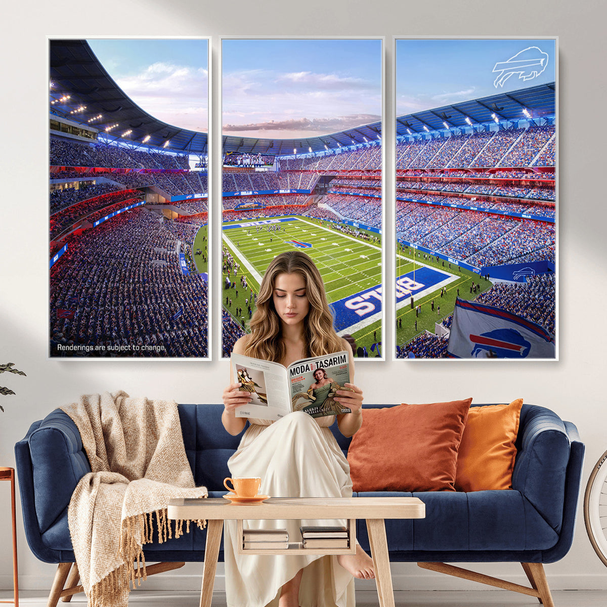 57873-MGV-CV-36X24 - Buffalo Bills Football Team Print Canvas - Buffalo Highmark Stadium Wall Art Canvas Print