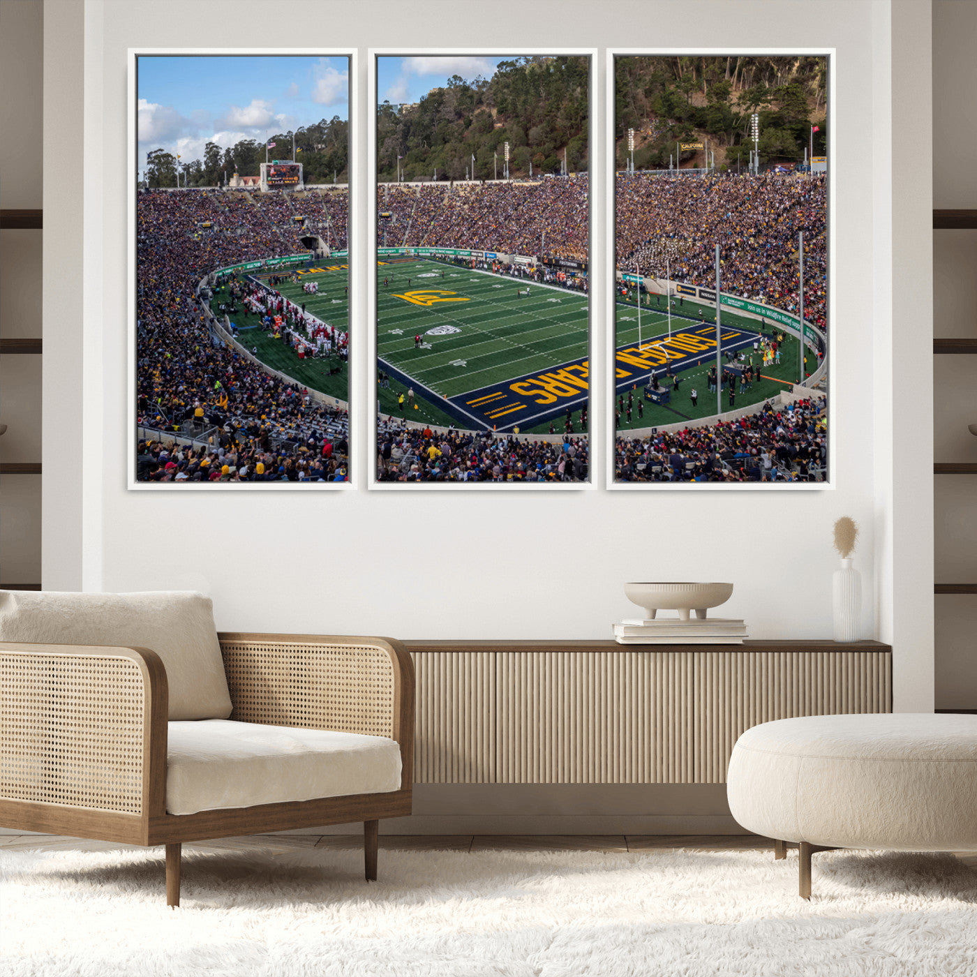 38054-MGV-FC-48X32-3P_White-University of California Golden Bears Football Team Print - Berkeley California Memorial Stadium Art Canvas Print