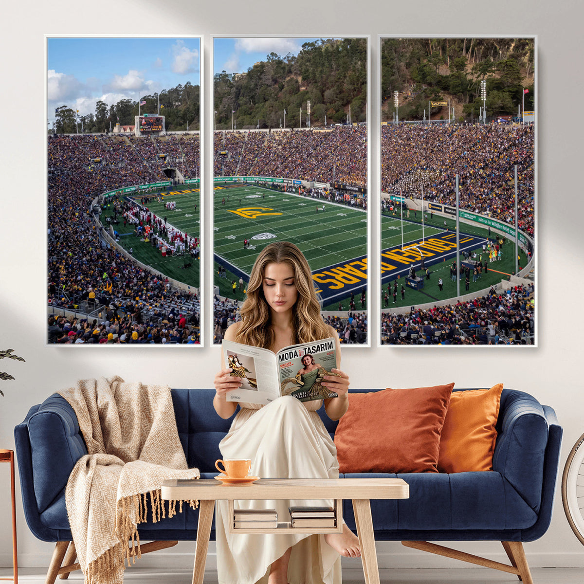 38054-MGV-CV-36X24 - University of California Golden Bears Football Team Print - Berkeley California Memorial Stadium Art