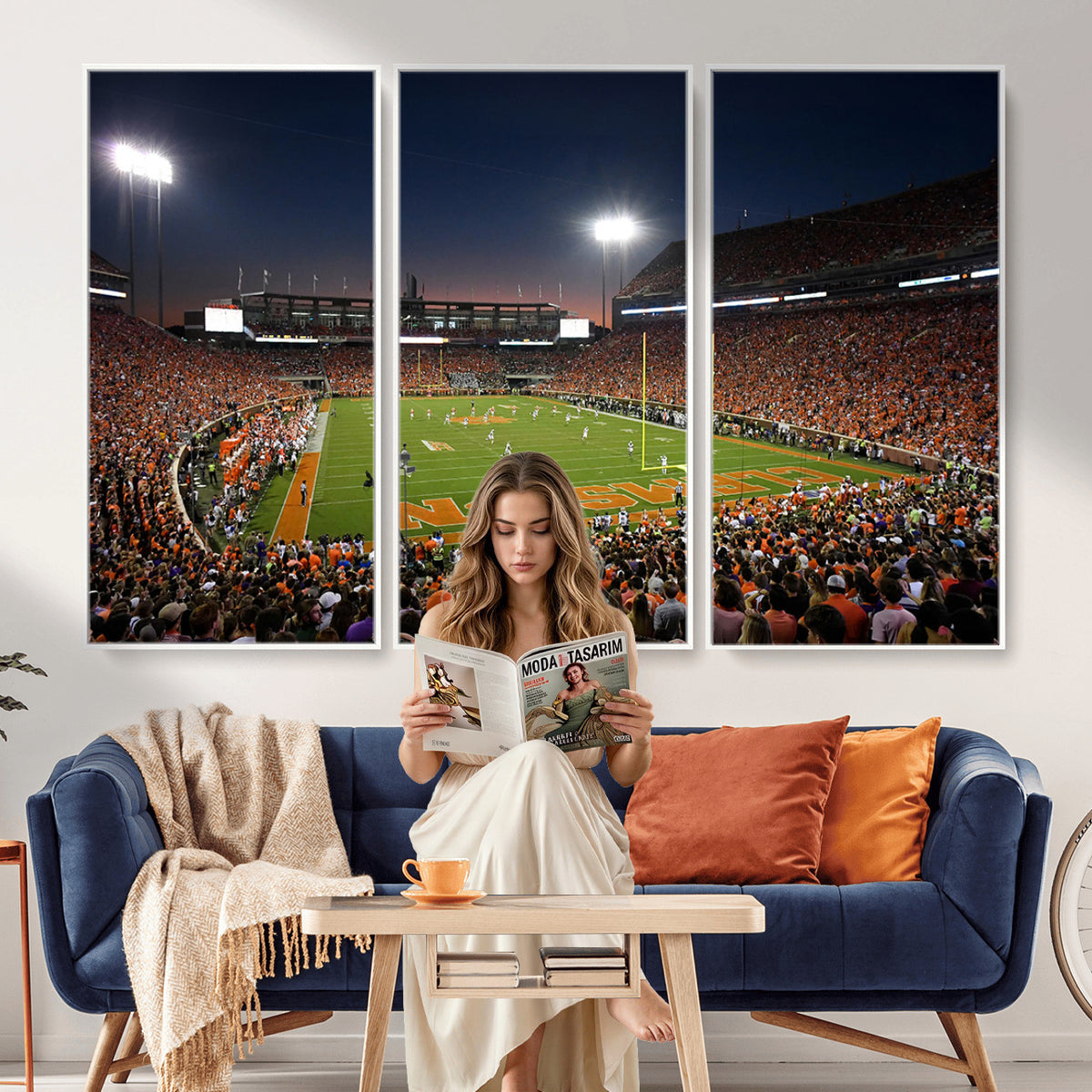 32340-MGV-CV-36X24 - Clemson University Tigers Art Print, Football Team Print