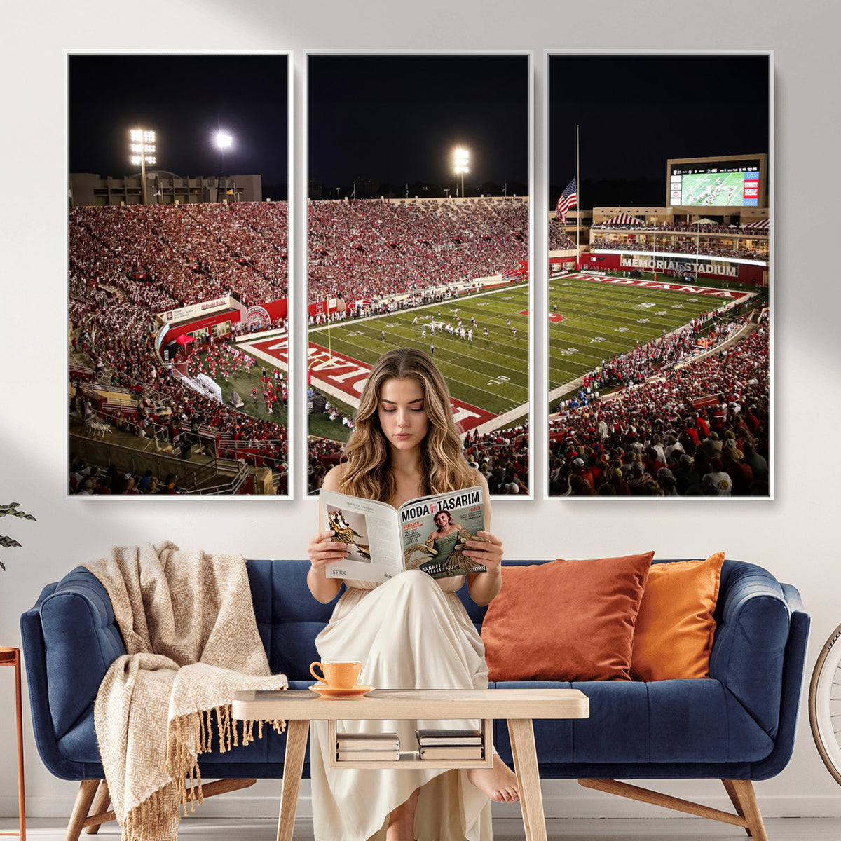 82748-MGV-CV-36X24 - Indiana University Hoosiers Football Team Print Canvas, Framed and Ready to Hang