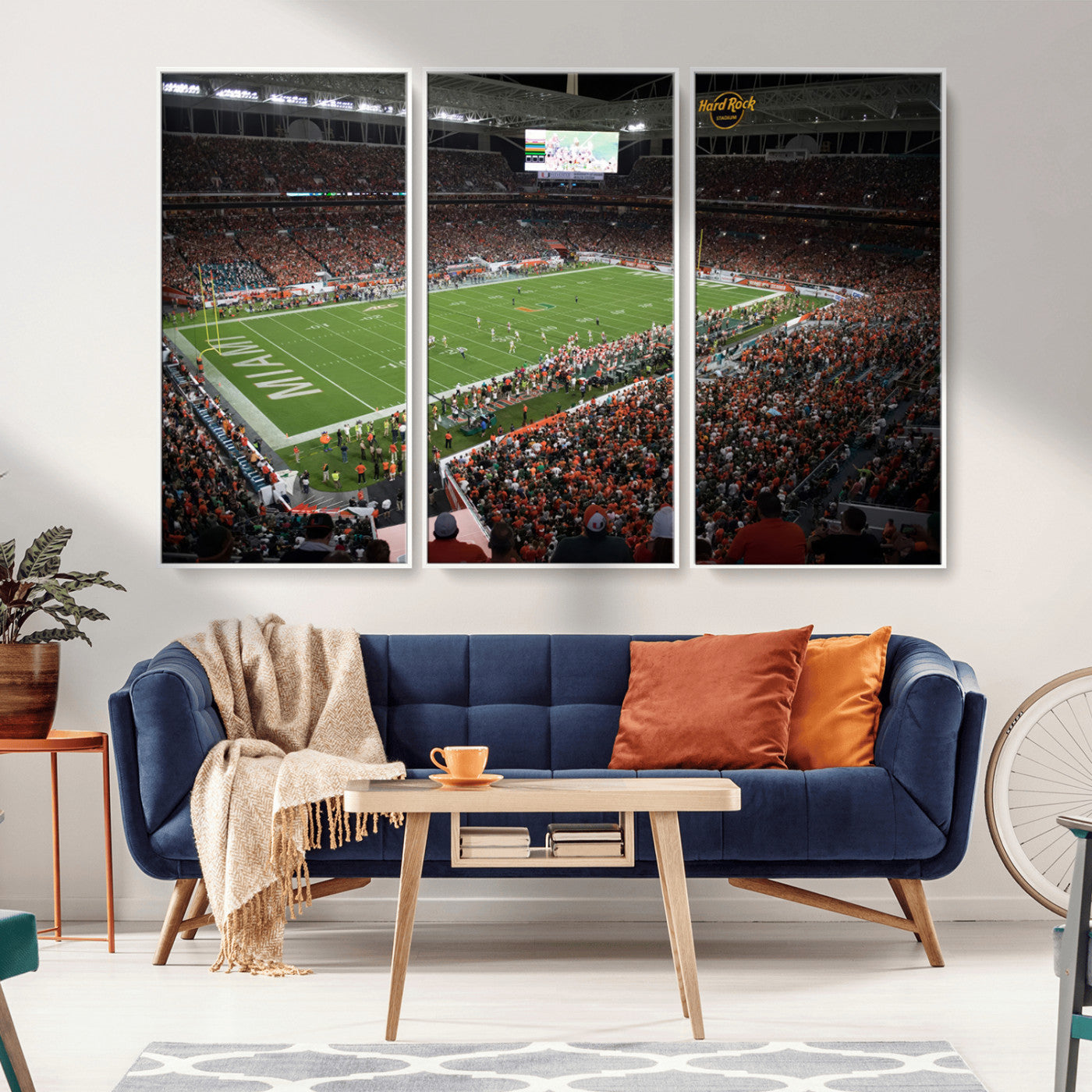 MGV-FC-48X32-3P - Miami Hurricanes Football Team Print Canvas- Miami Hard Rock Stadium Wall Art Canvas Print