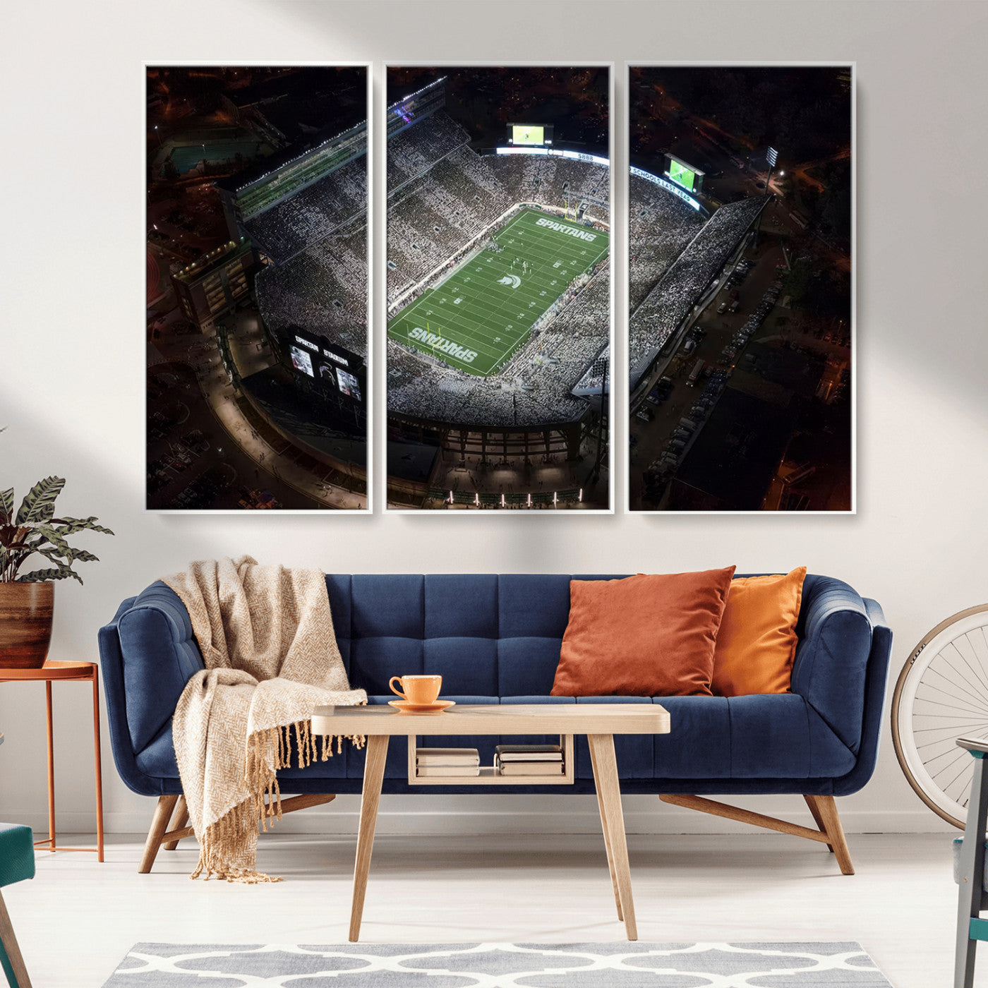 MGV-FC-48X32-3P - Michigan State Spartans Football Team Print - East Lansing Spartan Stadium Print Wall Art