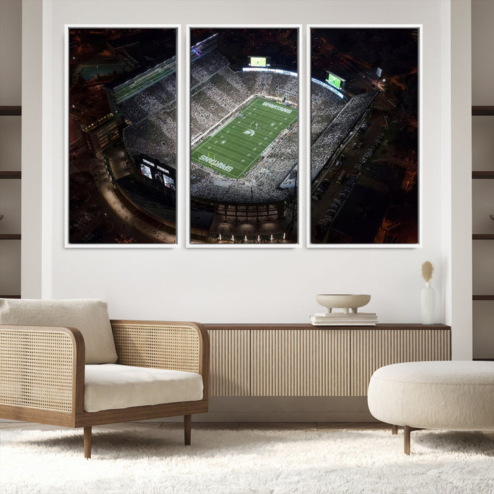 Michigan State Spartans Football Team Print - East Lansing Spartan Stadium Print Wall Art