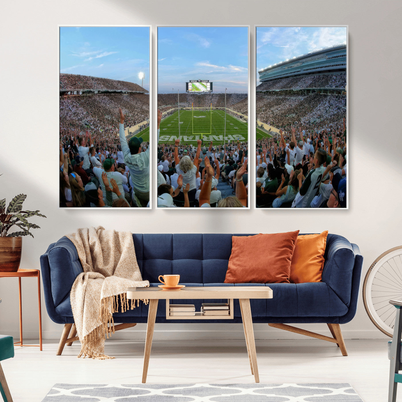 MGV-FC-48X32-3P - Michigan State Spartans Football Team Print - East Lansing Spartan Stadium Wall Art Canvas Print
