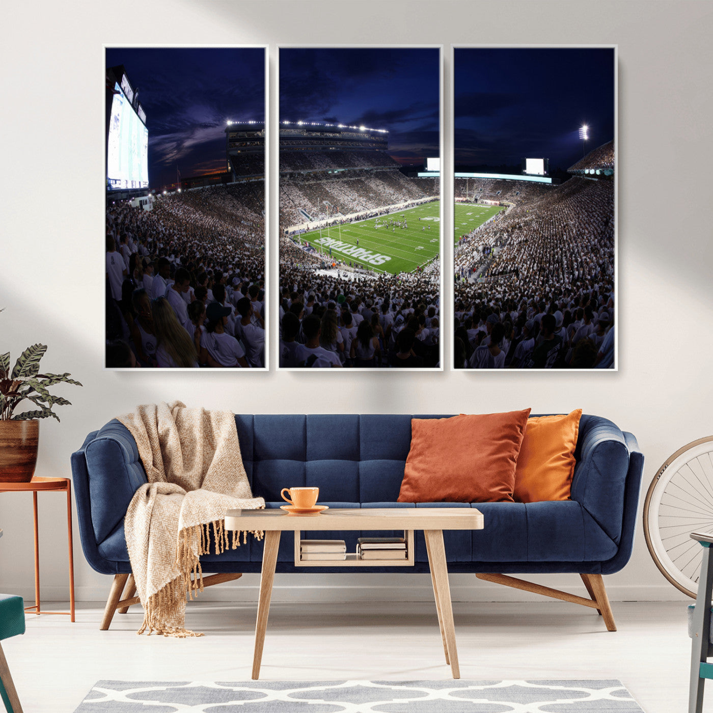 MGV-FC-48X32-3P - Michigan State Spartans Canvas, Framed Football Team Print - East Lansing Spartan Stadium Wall Art