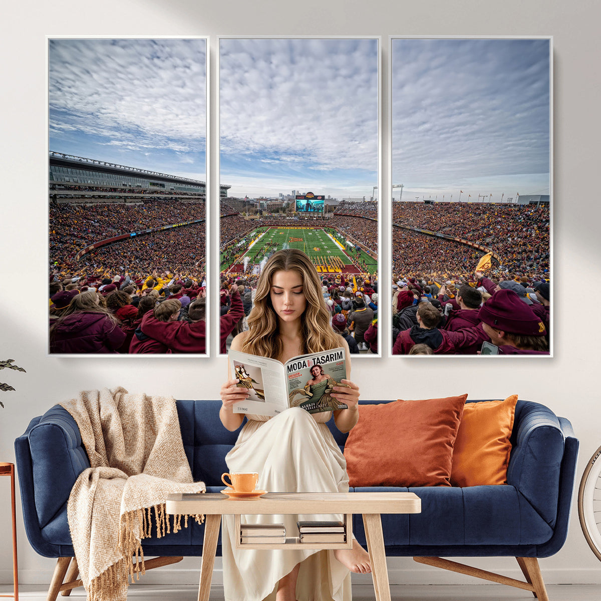 38459-PAN-FL-20X10 - University of Minnesota Golden Gophers Football Team Print - Minneapolis Huntington Bank Stadium Art