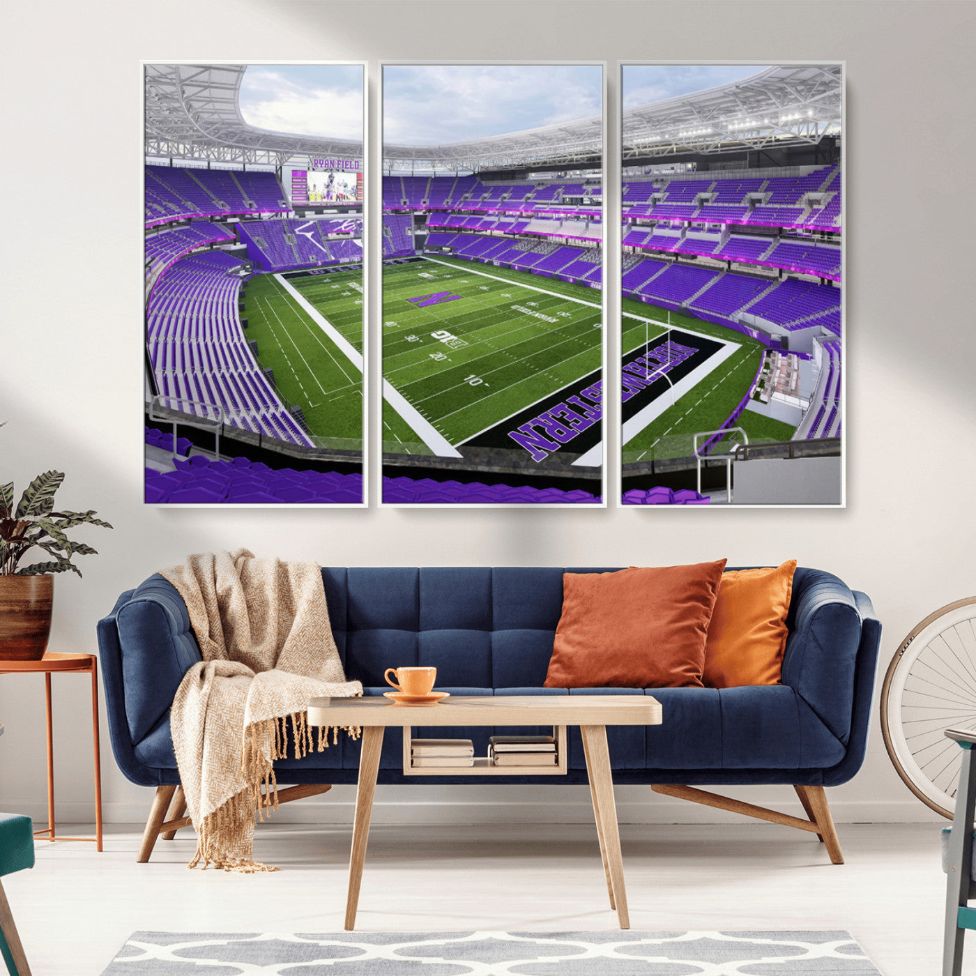 MGV-FC-48X32-3P - Northwestern University Wildcats Football Team Print - Evanston Ryan Field Wall Art Canvas Print