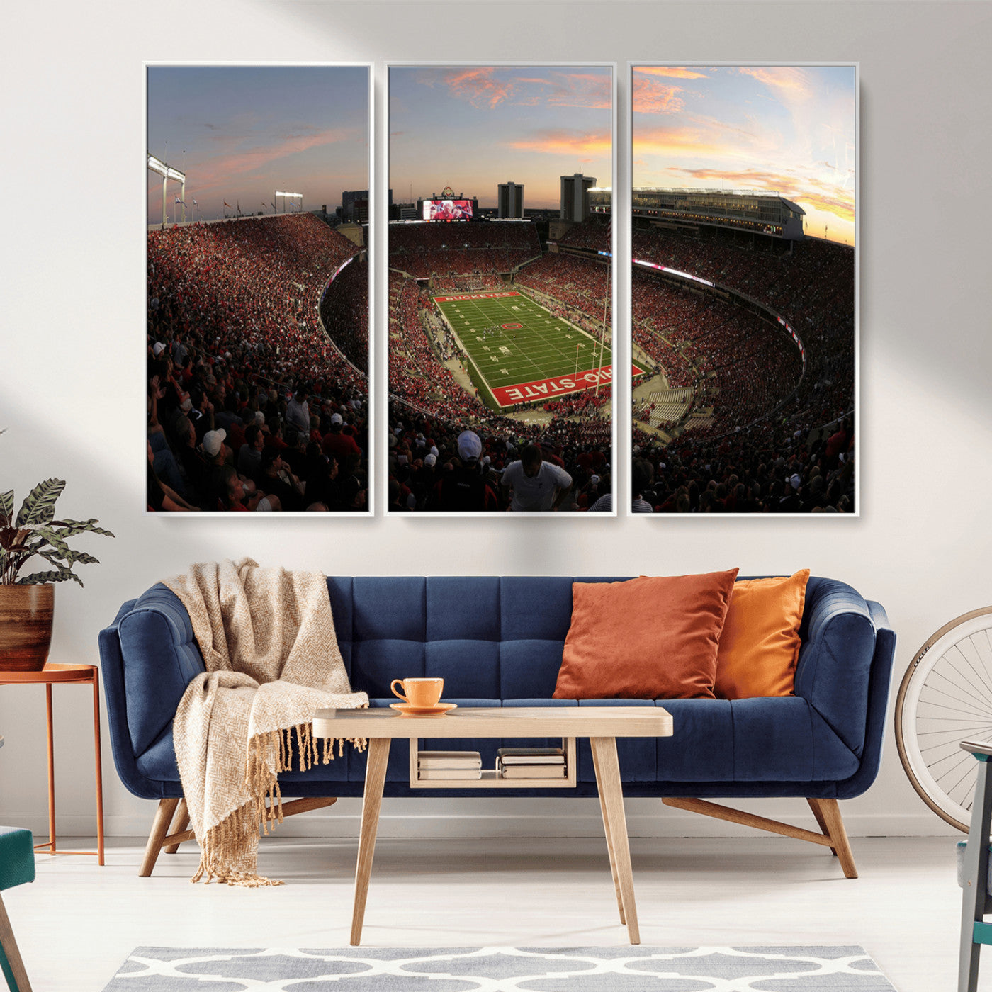 MGV-FC-48X32-3P - Ohio State University Buckeyes Football Team Print - Columbus Ohio Stadium Wall Art Canvas Print