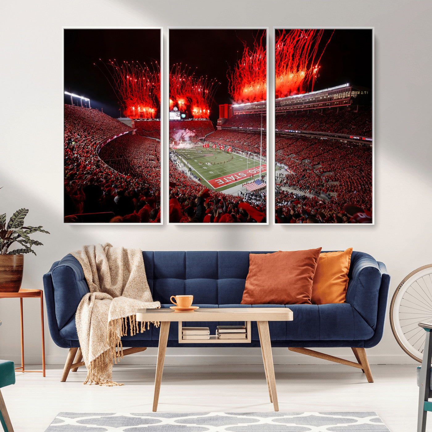 MGV-FC-48X32-3P - Ohio State University Buckeyes Football Team Print - Columbus Ohio Stadium Wall Art Canvas Print