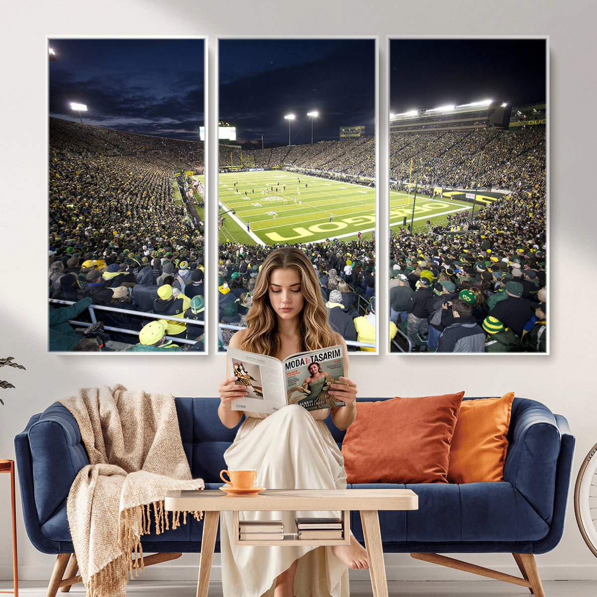 48756-PAN-FL-20X10 - University of Oregon Ducks Football Team Print - Eugene Autzen Stadium Wall Art Canvas Print