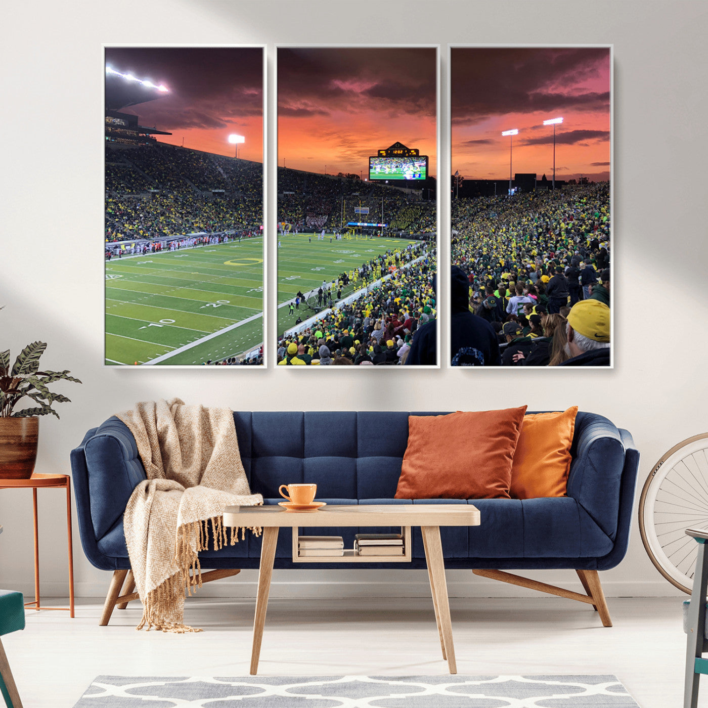 MGV-FC-48X32-3P - Eugene Autzen Stadium Canvas Wall Art Print – Sunset Over Iconic Football Field Wall Decor for Home