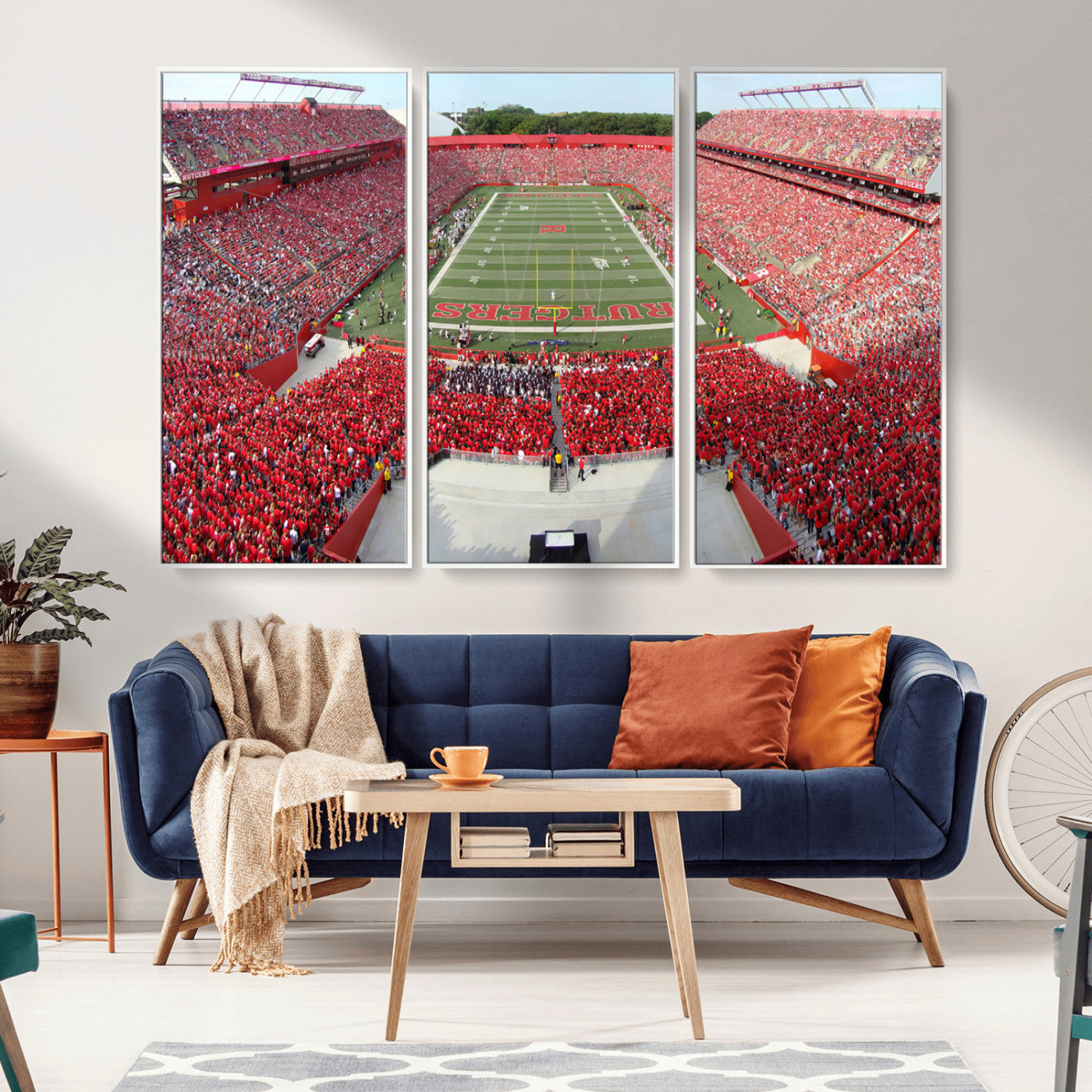 MGV-FC-48X32-3P - Rutgers Scarlet Knights Football Team Print - Piscataway SHI Stadium Wall Art Canvas Print