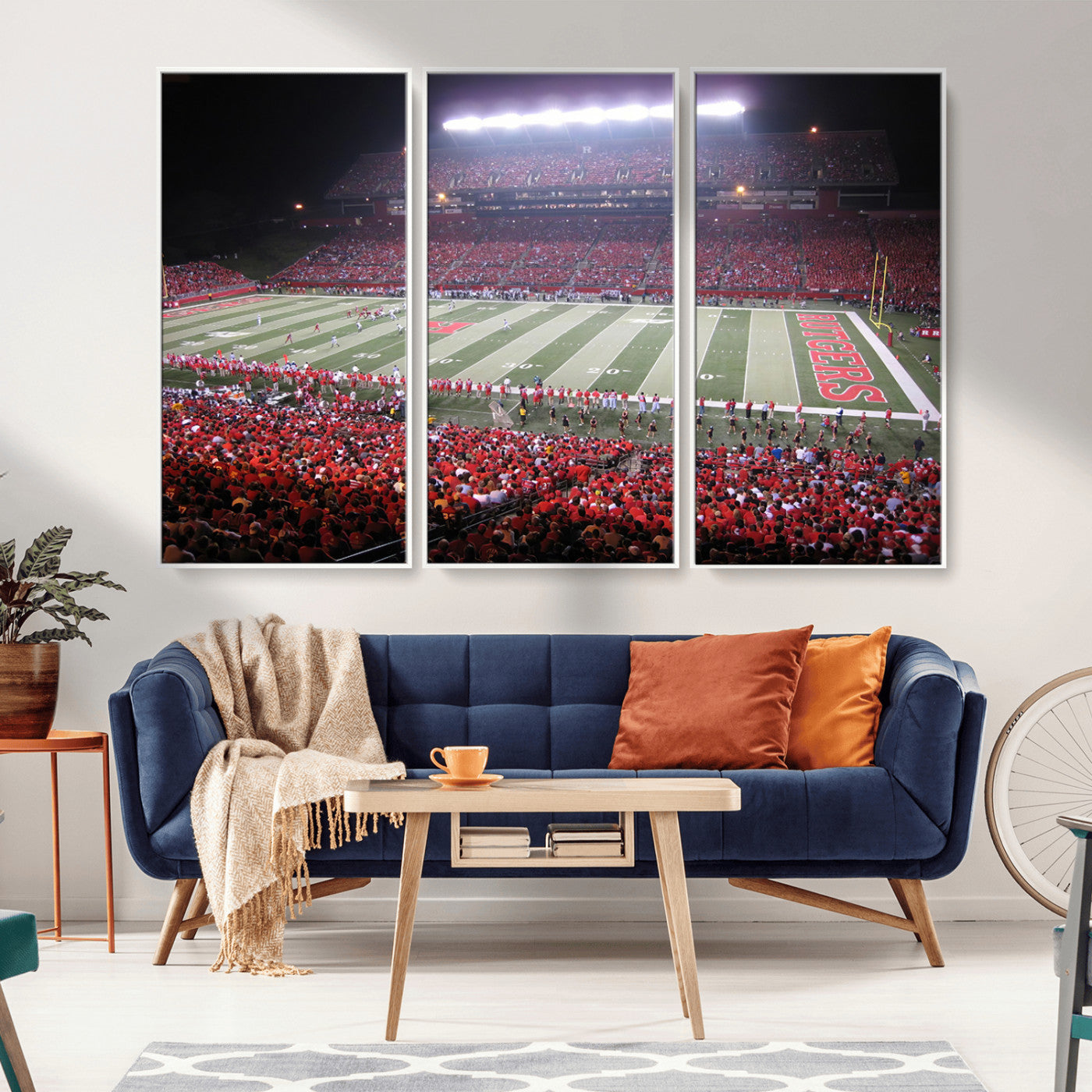 MGV-FC-48X32-3P - Rutgers University Scarlet Knights Football Team Print - Piscataway SHI Stadium Wall Art Canvas