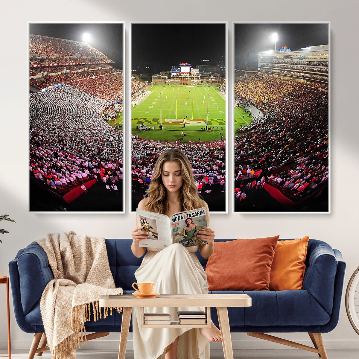 12091-PAN-FL-20X10 - University of Maryland Terrapins Football Team Print - College Park SECU Stadium Wall Art Canvas
