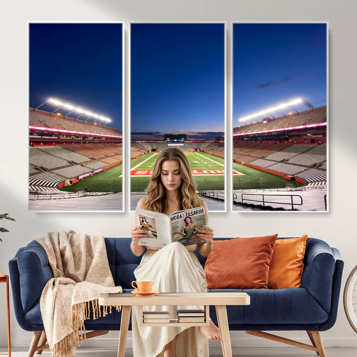 15051-MGV-CV-36X24 - Rutgers Scarlet Knights Football Team Print, Piscataway SHI Stadium