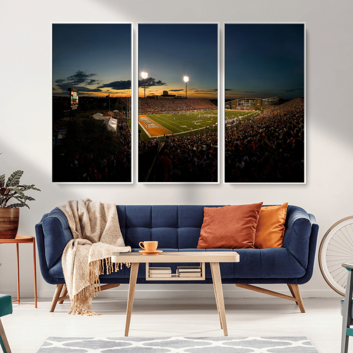 MGV-FC-48X32-3P - Ball State Cardinals Football Team Print - Muncie Scheumann Stadium Wall Art Canvas Print