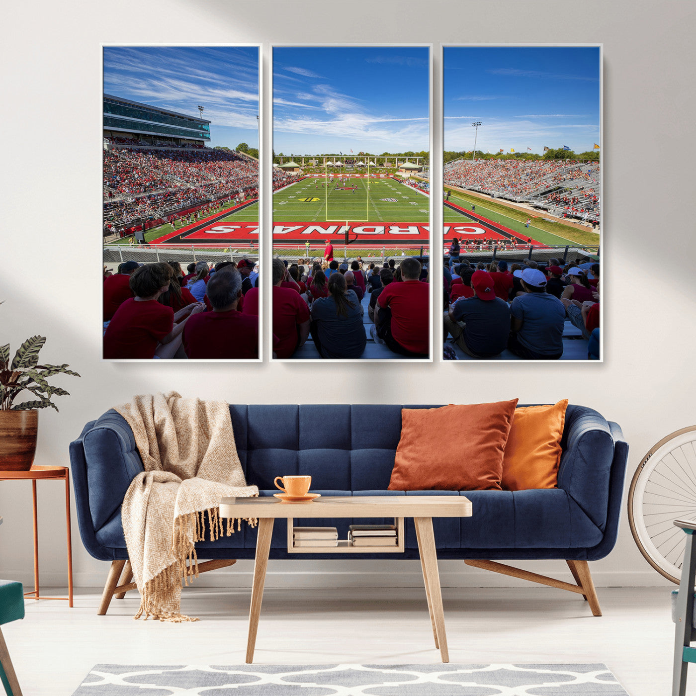 MGV-FC-48X32-3P - Ball State Cardinals Football Team Print - Muncie Scheumann Stadium Wall Art Canvas Print