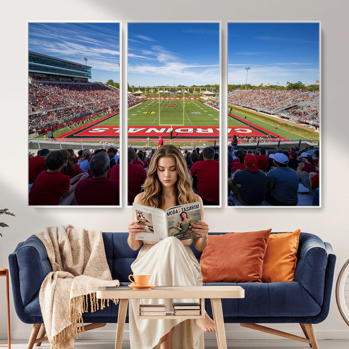 71475-PAN-FL-20X10 - Ball State Cardinals Football Team Print - Muncie Scheumann Stadium Wall Art Canvas Print