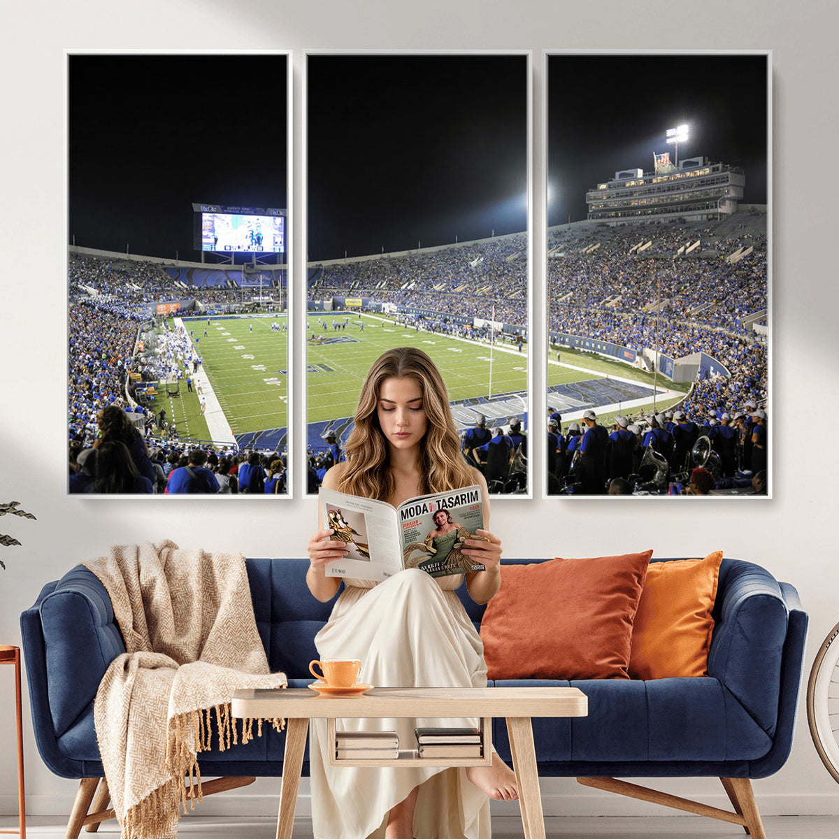 10894-PAN-FL-20X10 - University of Memphis Tigers Football Team Print - Memphis Simmons Bank Liberty Stadium Wall Art