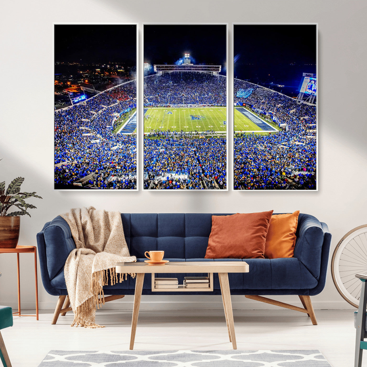 MGV-FC-48X32-3P - University of Memphis Tigers Football Team Print - Memphis Simmons Bank Liberty Stadium Wall Art