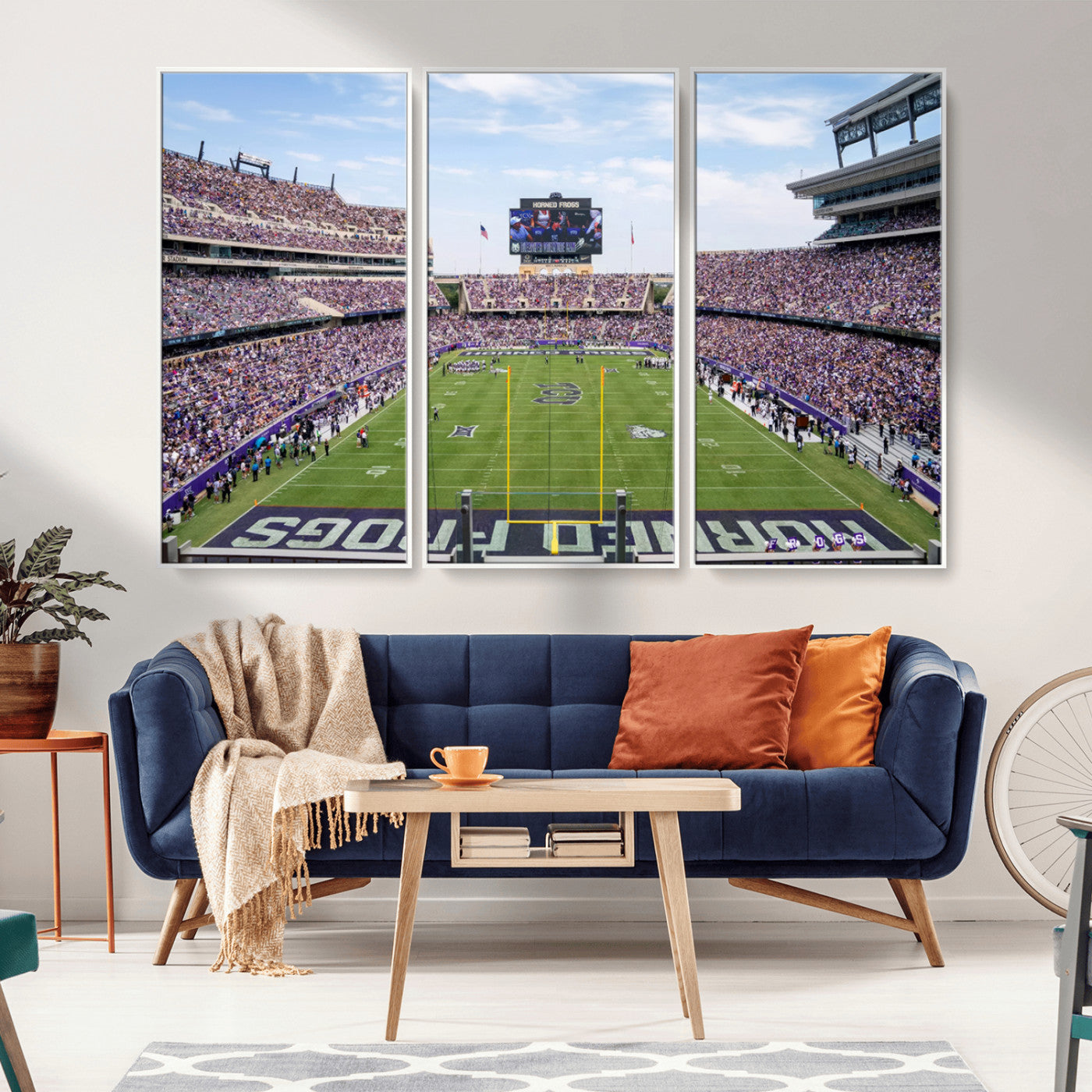 MGV-FC-48X32-3P - TCU Horned Frogs Football Team Print - Fort Worth Amon G. Carter Stadium Wall Art Canvas Print