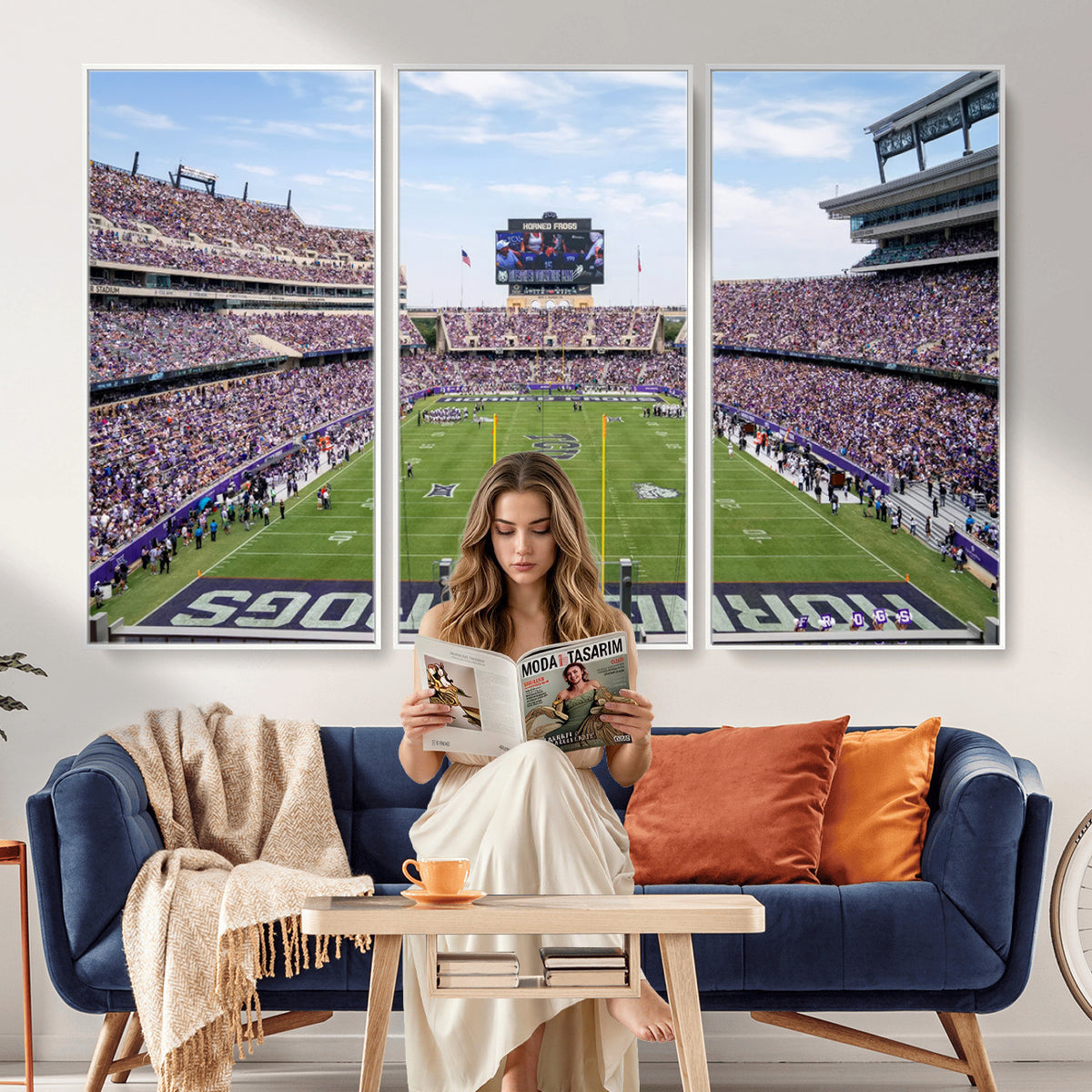 27650-PAN-FL-20X10 - TCU Horned Frogs Football Team Print - Fort Worth Amon G. Carter Stadium Wall Art Canvas Print