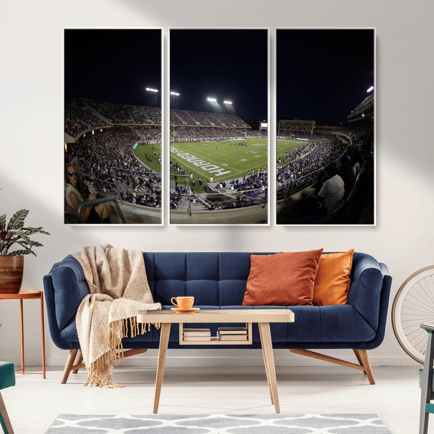 MGV-FC-48X32-3P - TCU Horned Frogs Football Team Print - Fort Worth Amon G. Carter Stadium Wall Art Canvas Print.