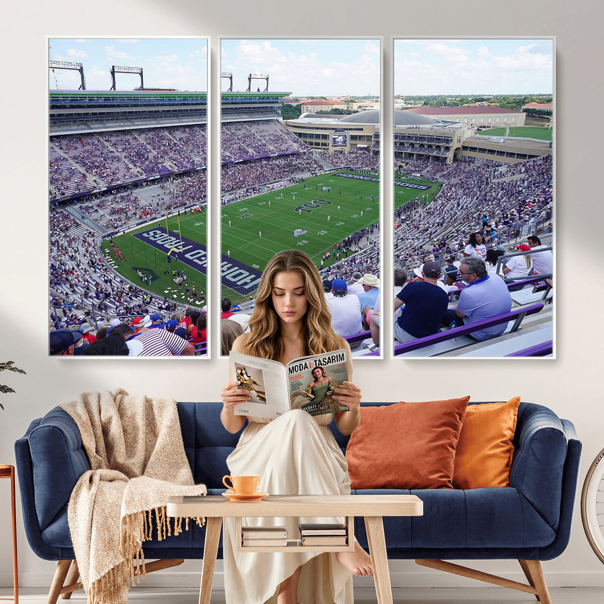 95139-MGV-CV-36X24 - The Texas Christian University TCU Horned Frogs Football Team Print, Fort Worth