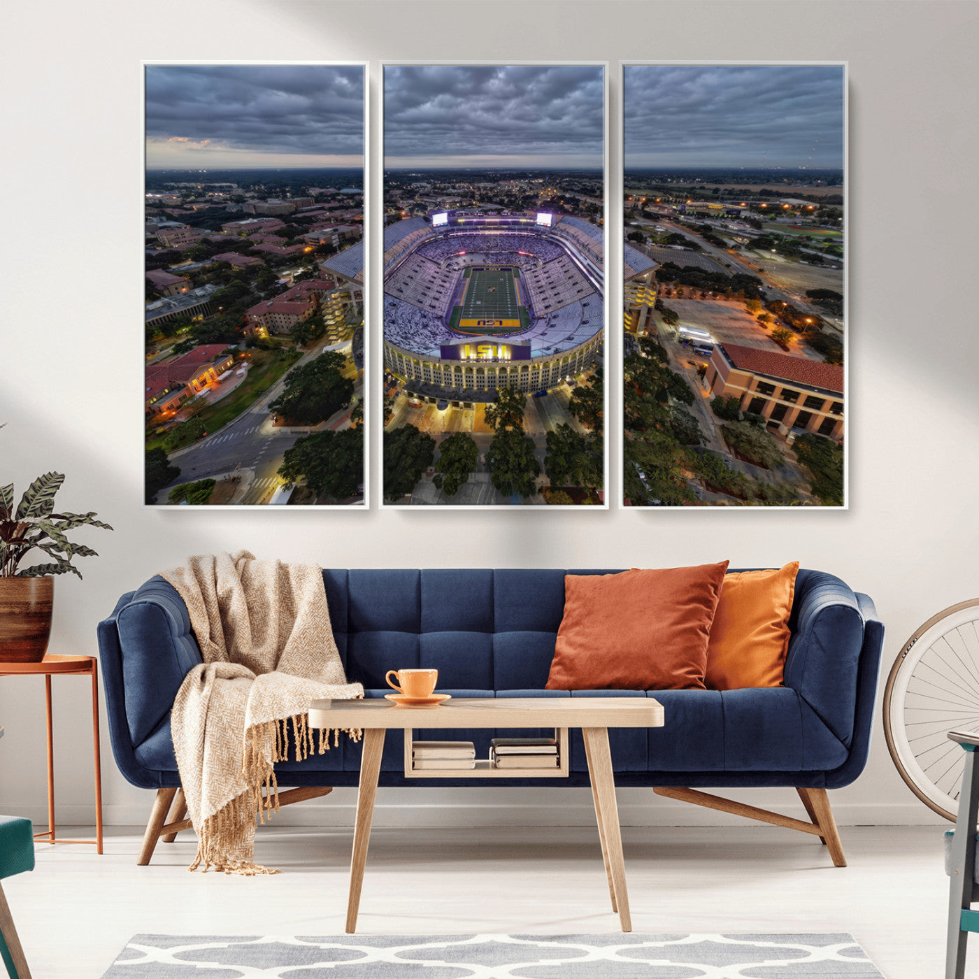 MGV-FC-48X32-3P - The Louisiana State University Tigers Football Team Print - Baton Rouge Tiger Stadium Wall Art