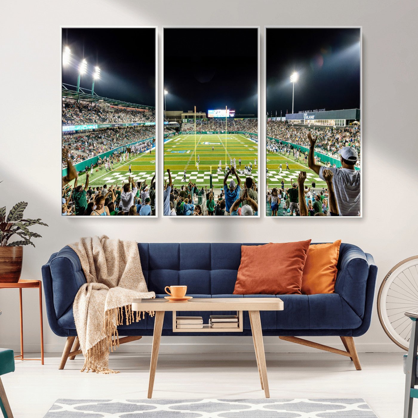 MGV-FC-48X32-3P - The Tulane University Green Wave Football Team Print - New Orleans Yulman Stadium Wall Art Canvas
