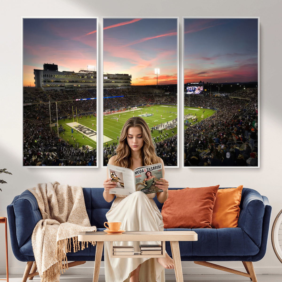 64416-MGV-CV-36X24 - The University of Connecticut UCONN Huskies Football Team Print, Framed and Ready to Hang