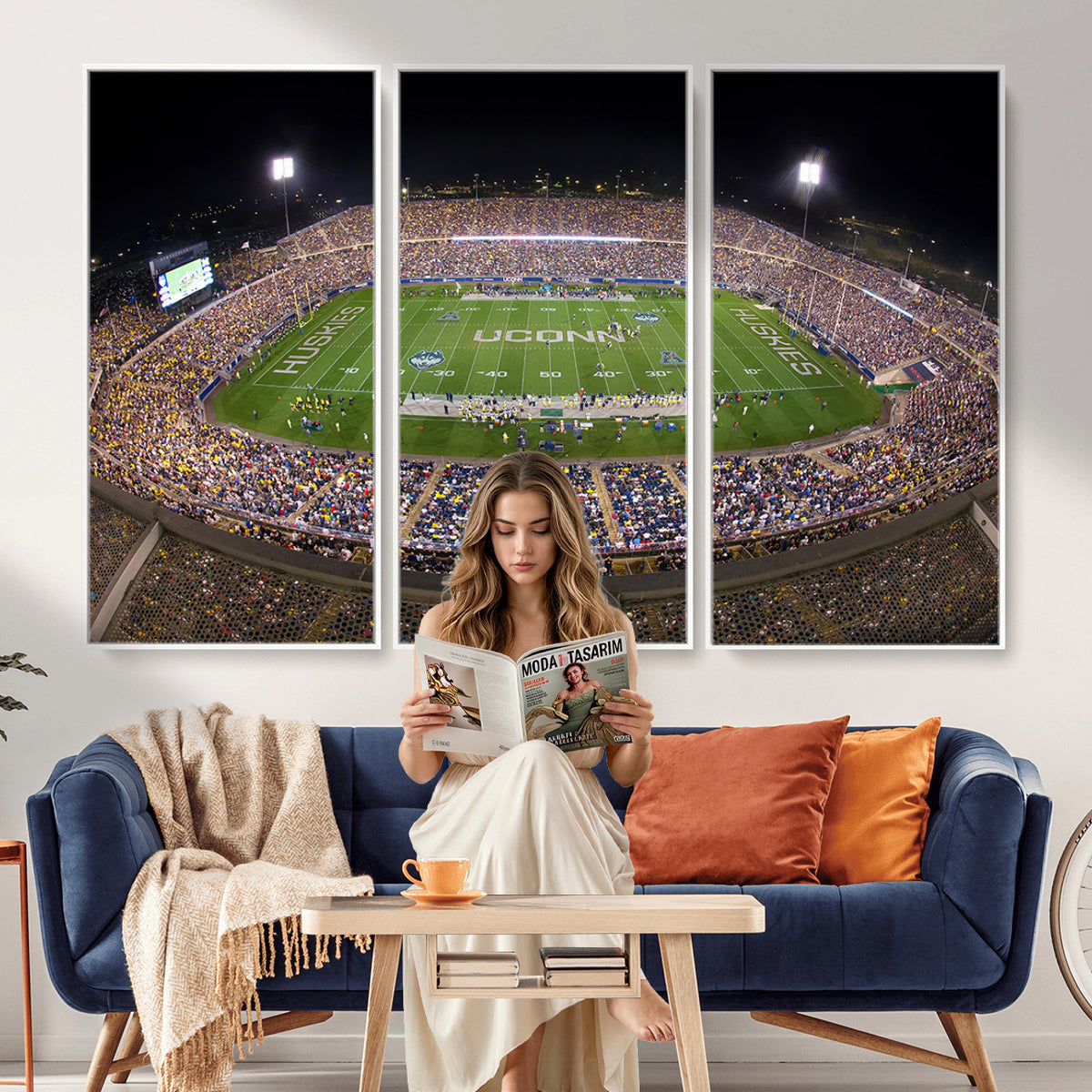 52855-MGV-CV-36X24 - The University of Connecticut UCONN Huskies Football Team Print, East Hartford