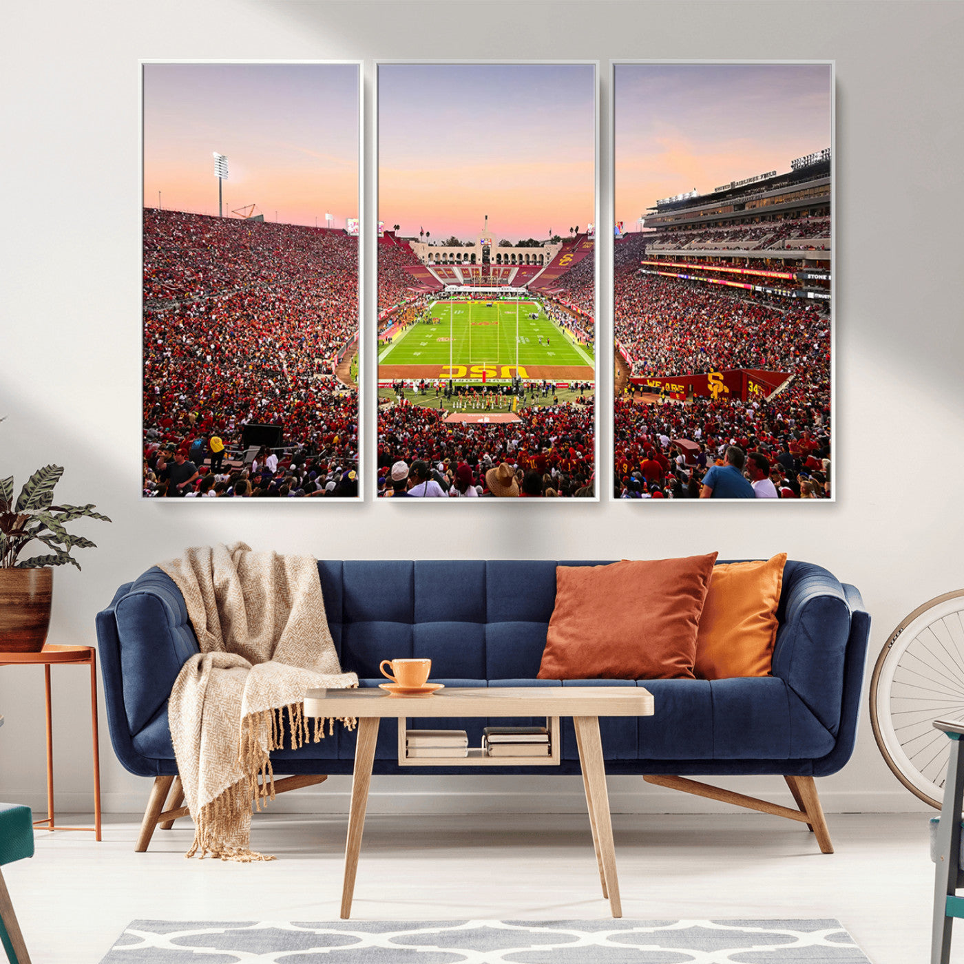 MGV-FC-48X32-3P - The University of Southern California USC Trojans Football Team Print - Los Angeles Memorial