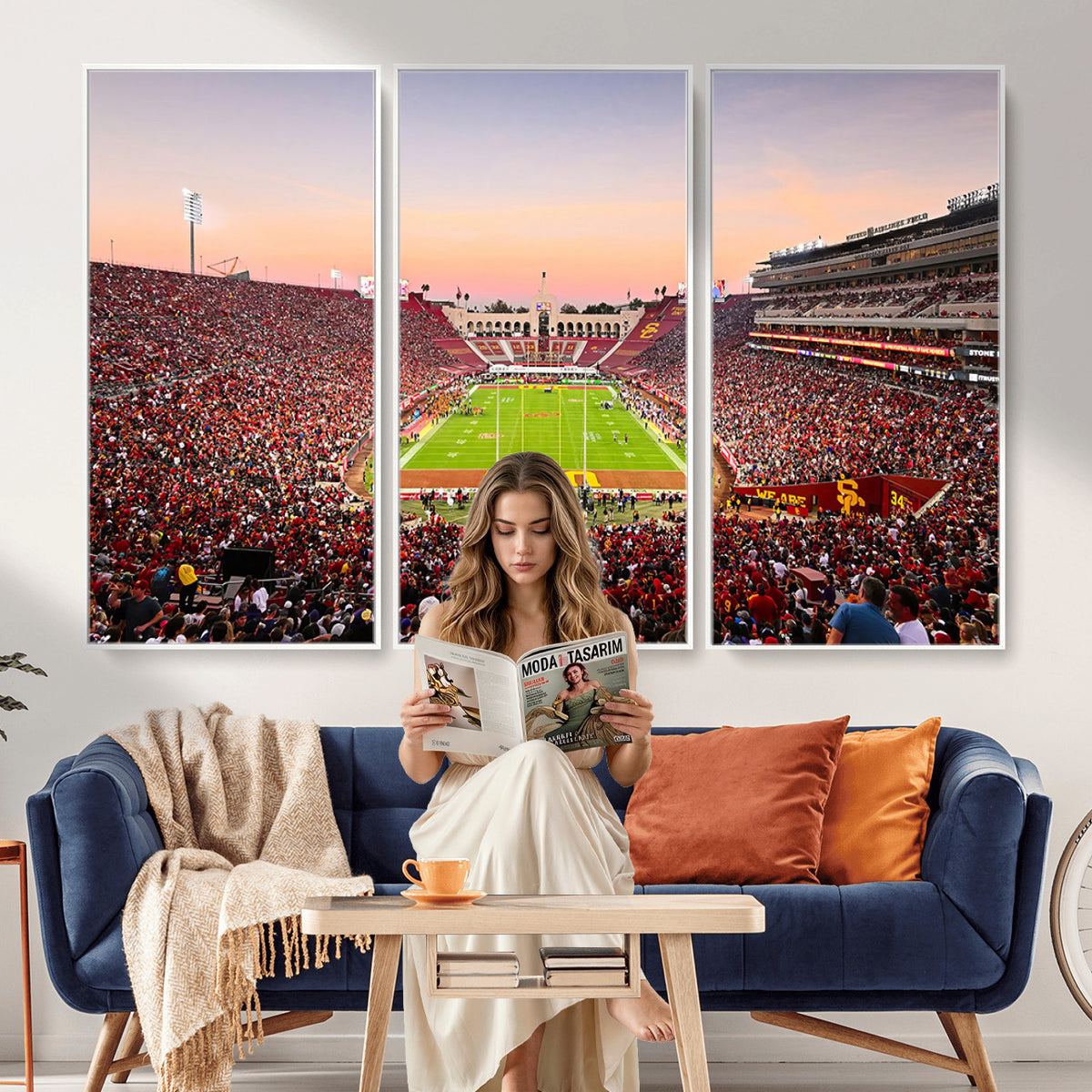39904-MGV-CV-36X24 - The University of Southern California USC Trojans Football Team Print, Home Bar Wall Decor
