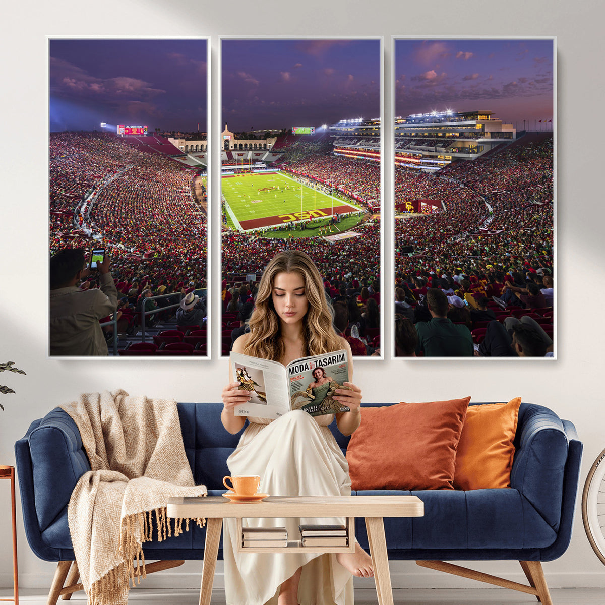 73373-MGV-CV-36X24 - The University of Southern California USC Trojans Football Team Print, Extra Large Game Room Wall Decor