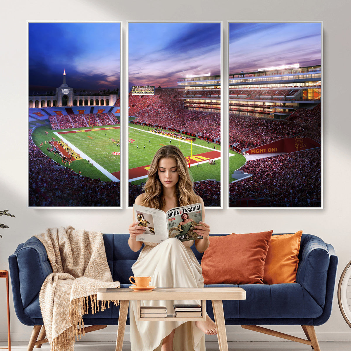 71879-MGV-CV-36X24 - The University of Southern California USC Trojans Football Team Print, Framed and Ready to Hang