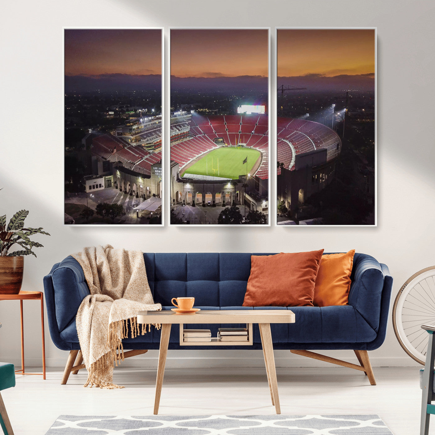 MGV-FC-48X32-3P - The University of Southern California USC Trojans Football Team Print - Los Angeles Memorial