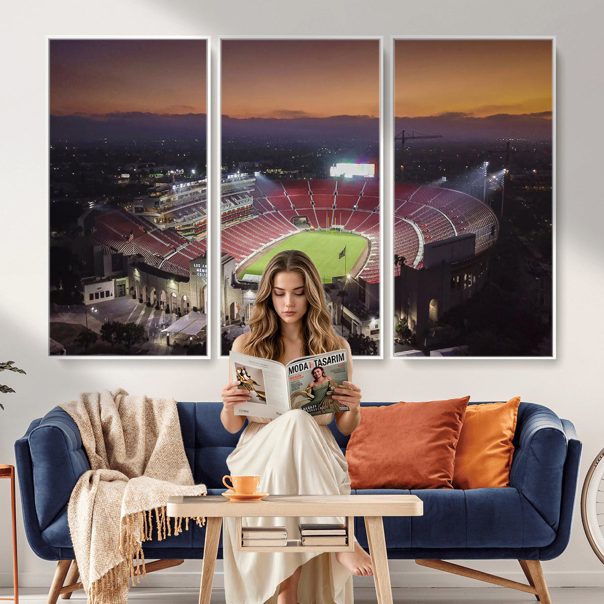 50666-MGV-CV-36X24 - The University of Southern California USC Trojans Football Team Print, Los Angeles Memorial Coliseum