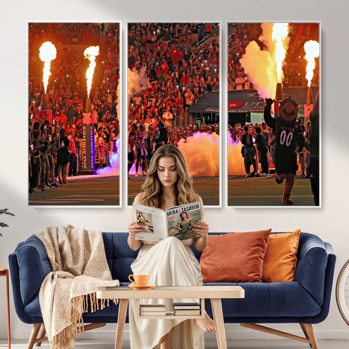 98664-MGV-CV-36X24 - The University of Texas at San Antonio Roadrunners Football Team Print, Extra Large Game Room Wall Decor