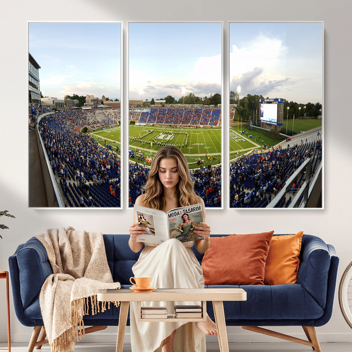 44850-MGV-CV-36X24 - The Duke University Blue Devils Football Team Print, Durham