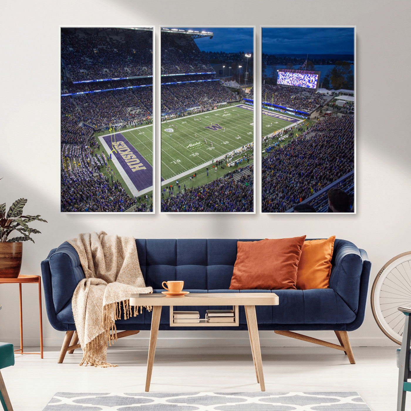 MGV-FC-48X32-3P - The University of Washington Huskies Football Team Print - Seattle Husky Stadium Wall Art Canvas