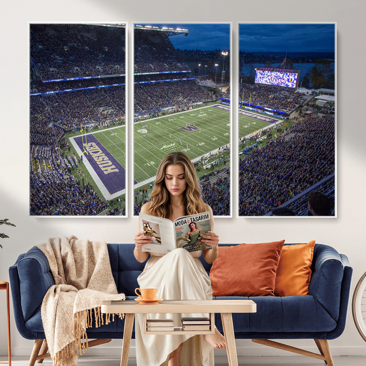 84780-MGV-CV-36X24 - The University of Washington Huskies Football Team Print, Framed and Ready to Hang