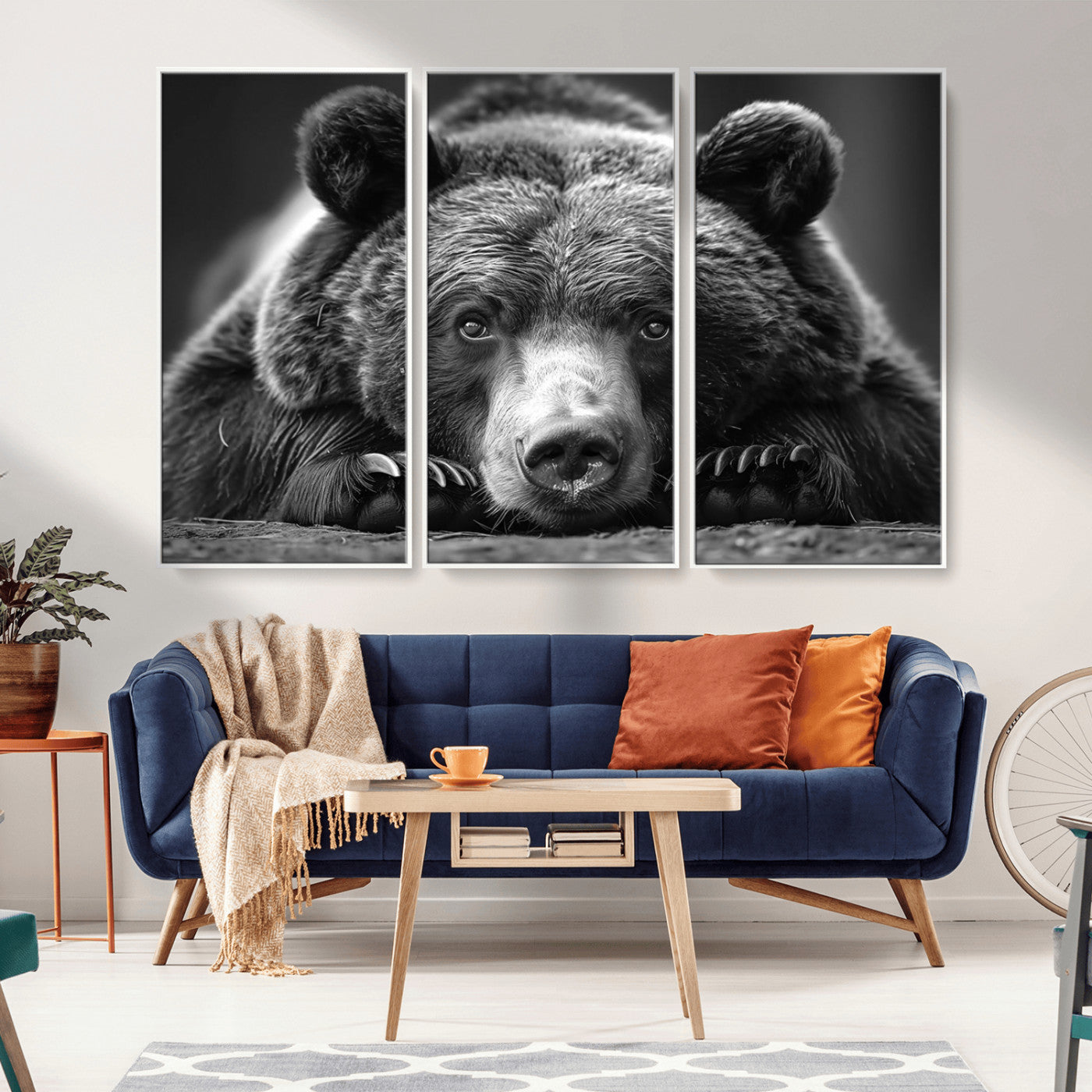 MGV-FC-48X32-3P - Resting Grizzly 399 Bear Canvas Print | Ready to Hang Wall Art | Rustic Cabin & Farmhouse Decor |