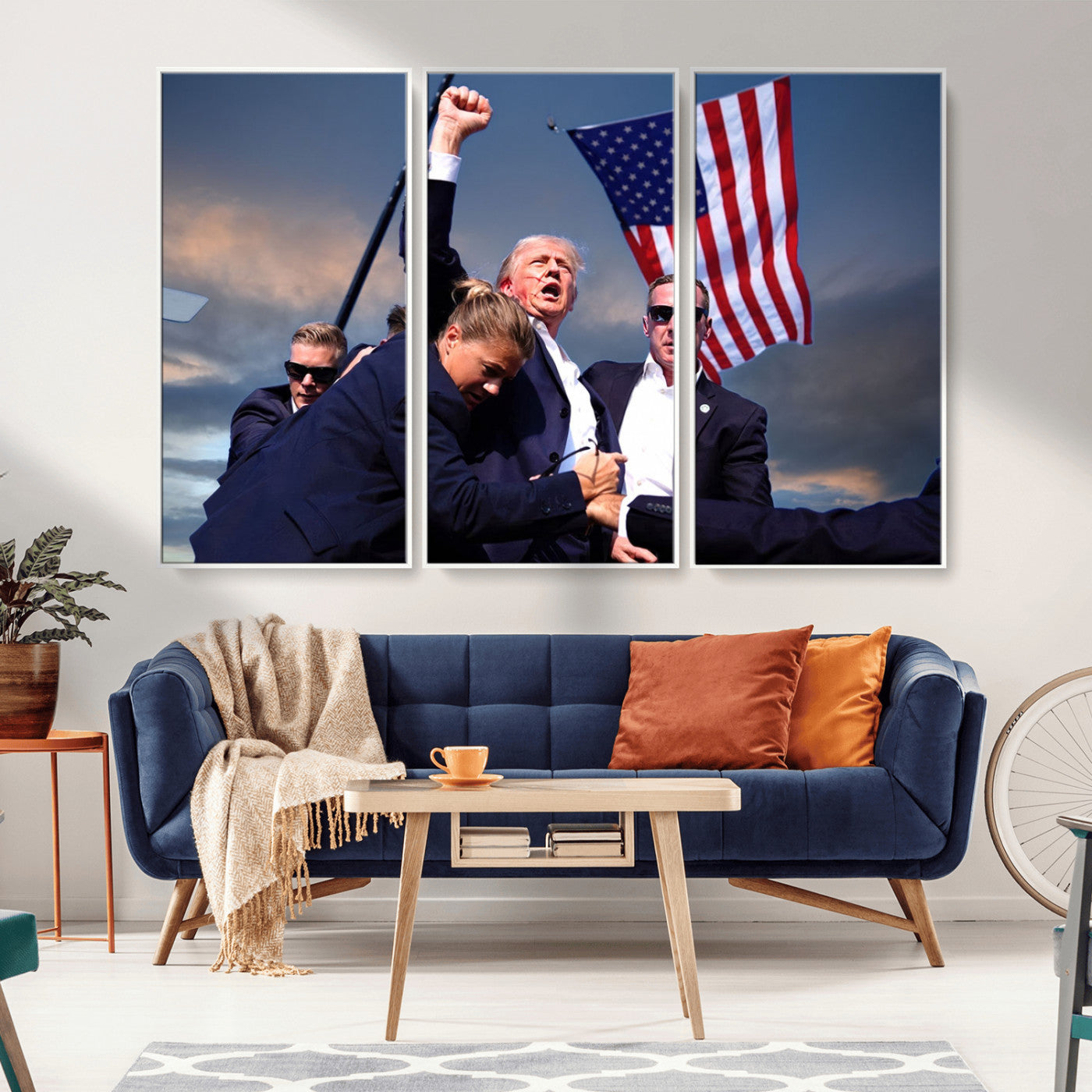 MGV-FC-48X32-3P - Donald Trump Assassination Attempt Wall Art Print, Trump Historic Footage - Iconic Reaction by Trump