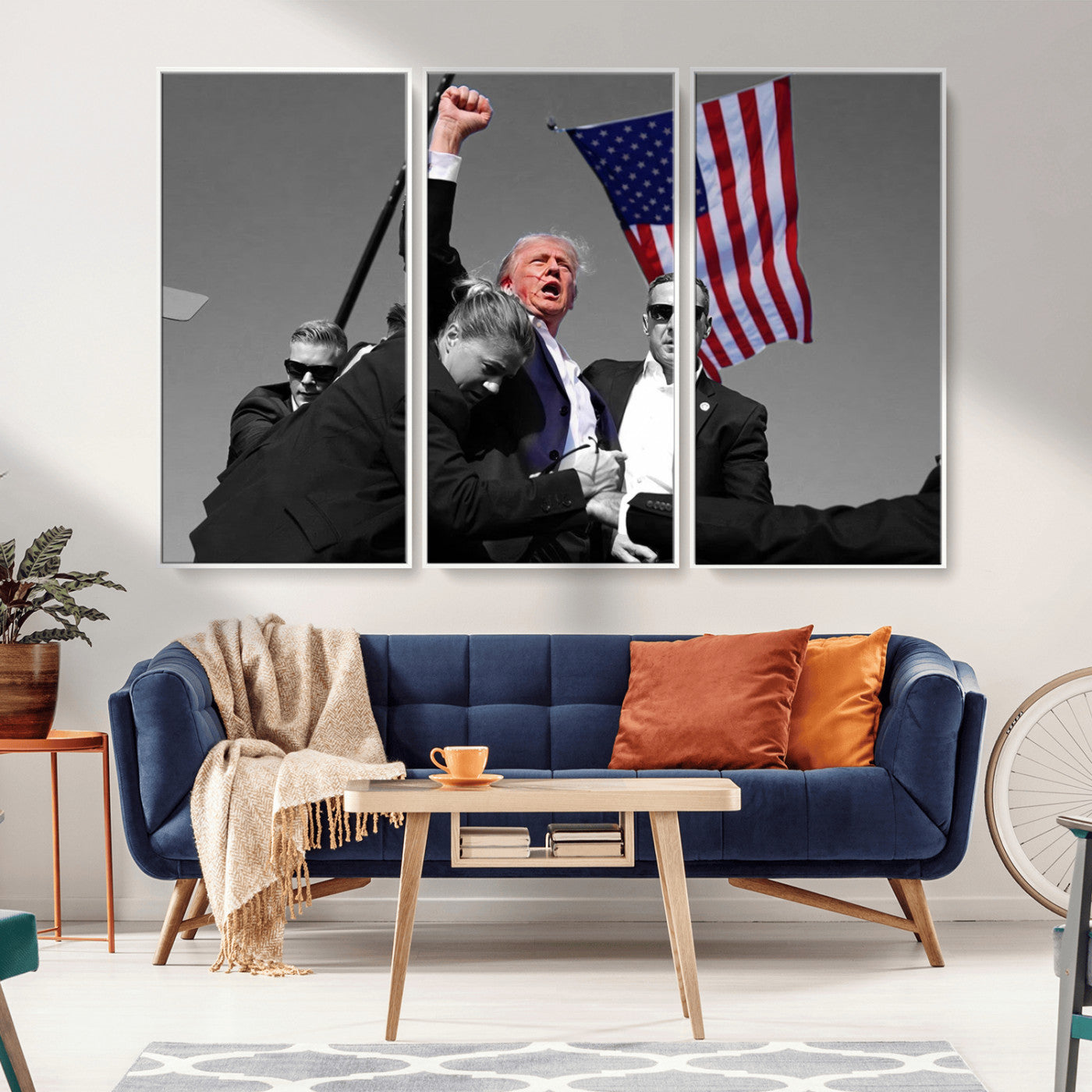 MGV-FC-48X32-3P - Donald Trump Assassination Attempt Wall Art Print, Trump Historic Footage - Iconic Reaction by Trump